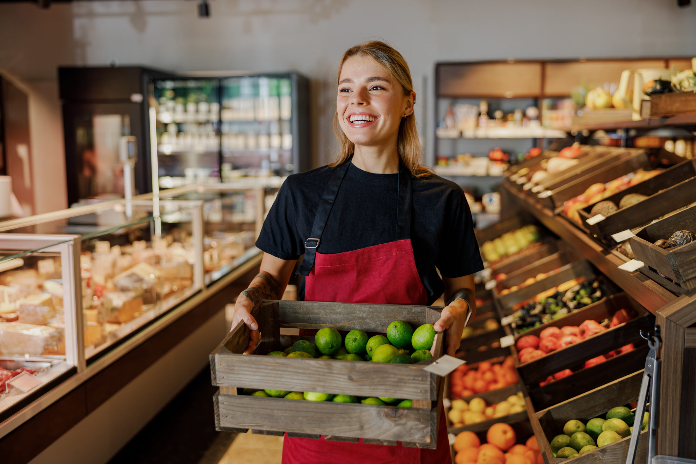Image of a grocery store employee. U-Pak delivers grocery & supermarket waste services to businesses in the GTA.