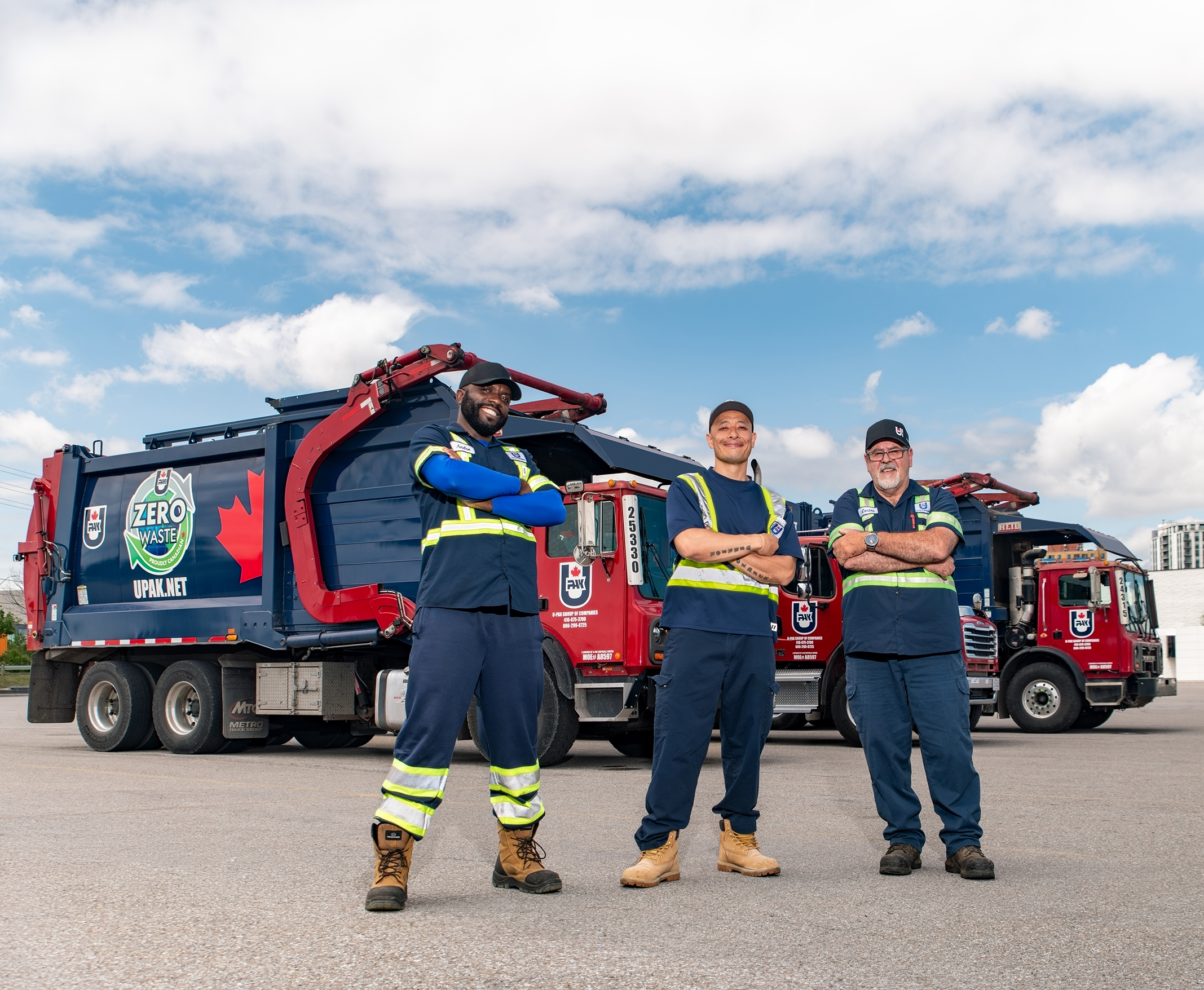 FLEET_005-web U-Pak truck driver hero image. U-Pak offers R100 renewable diesel fuel to our fleet operations, in order to improve our sustainability initiatives and to continue to provide our clients reliable service.
